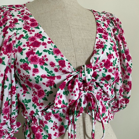 For Love and Lemons blouse pink floral - Picture 3 of 11